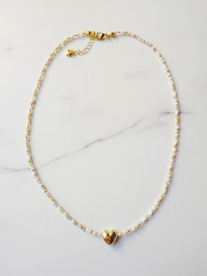 Collar cristal con corazón nude