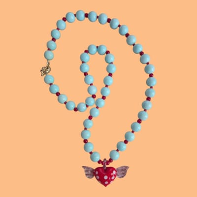 Collar agua marina vidrio soplado