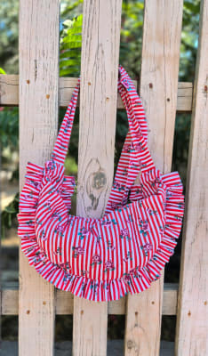 Cartera Rayas y rosas1