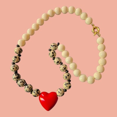 Collar blanco/jaspe dalmata