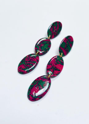 Aros gemma verde fucsia