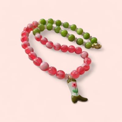 Collar bota vaquera verde/rosa