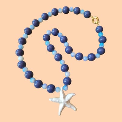 Collar azul estrella blanca