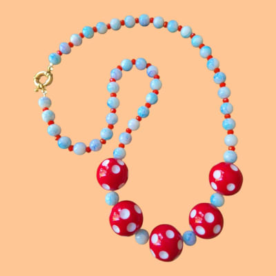 Collar celeste / rojo