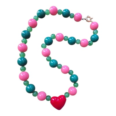 Choker verde/rosa