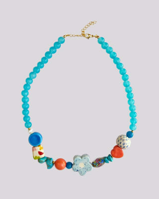 Collar Victoria turquesa celeste coral