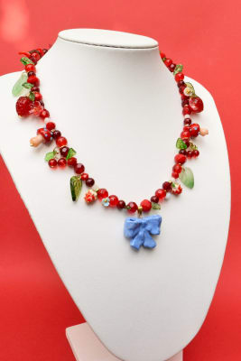 Collar Rojo cinta azul