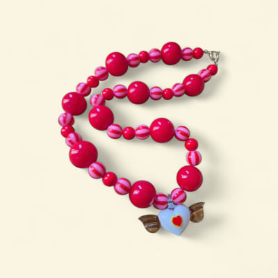 Collar Maxi Vidrio Soplado Rojo1