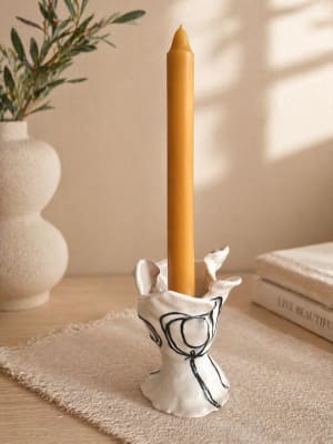 Porta Vela grande flor negro