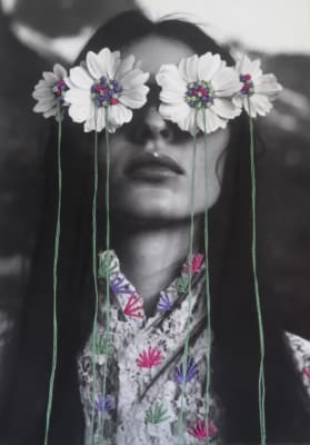Foto Bordada Ojos Flor   33 x 43