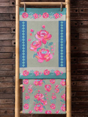 Set Paños De Cocina Rosa Verde