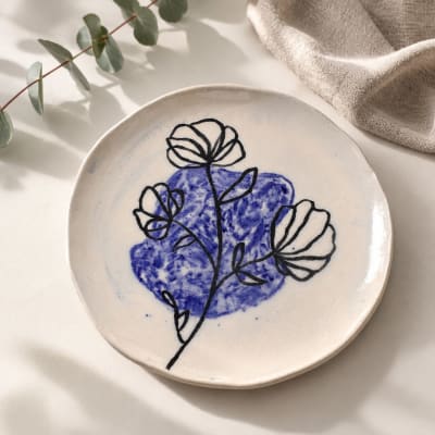 Plato  Mancha tiza Azul 15 x 15 cm1