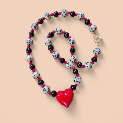 Choker Rojo/ jaspe dalmata