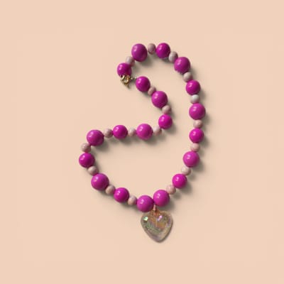 Collar fucsia/cerámica pintada