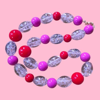 Collar Rosa vidrio pintado