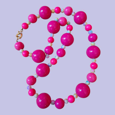 Collar fucsia/vidrio pintado