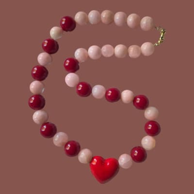 Choker piedra rosa/rojo