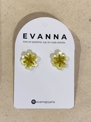 Aros Topo Mini Flor Amarillo