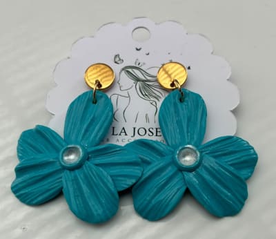 Aros Flor Tinny  Celeste