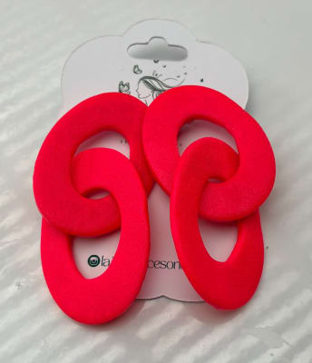 Aros Ovalados Doble Fucsia