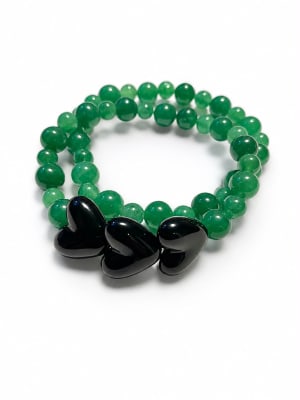 Pulsera corazones verde1