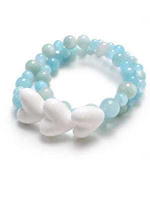 Pulsera corazones celeste1