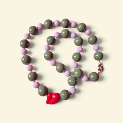 Collar Verde/cerámica Rosa1