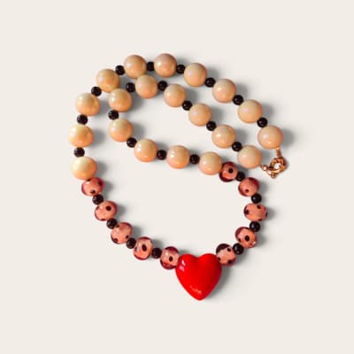 Collar Marfil/Lunares Corazón1