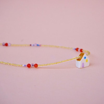 Collar casita amarillo ágata coralina 01