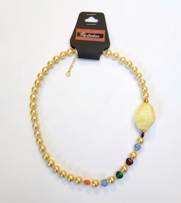 Slim Collar Piedra Perlada Amarillo
