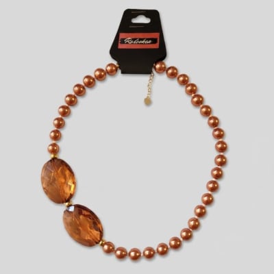 Slim Collar Piedra Perlada Cobre1