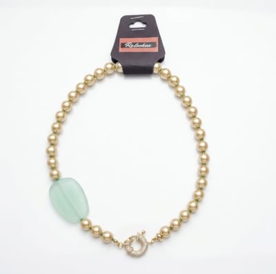 Slim Collar Piedra Perlada Dorada
