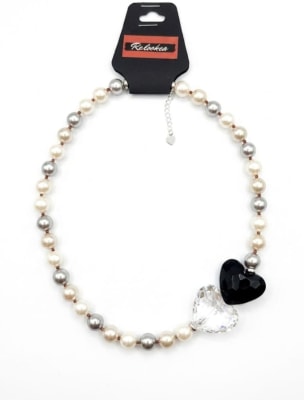 Slim Collar  Piedra Perlada Gris y Beich