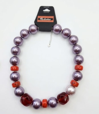 Maxi Collar Acrilico Metalizado Lila / Rojo /Gris1