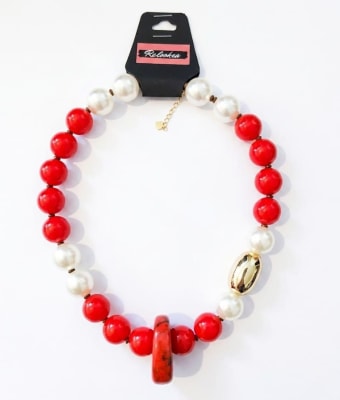 Maxi Collar Dije Ovalado Rojo Matizado1