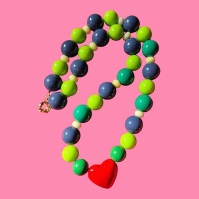 Collar Verde/Índigo Corazón1