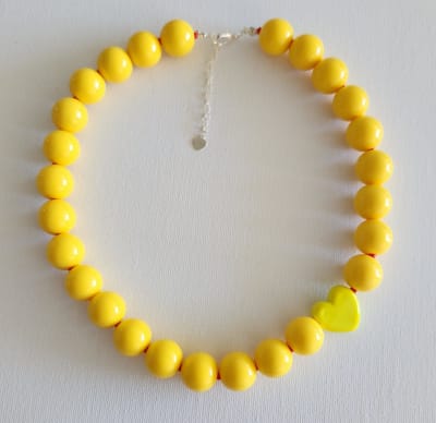 Maxi Collar Corazon Ceramica Amarillo1