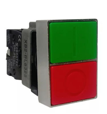 PULSADOR PARTIR/PARAR 22MM 1NA 1NC BISEL METAL PE