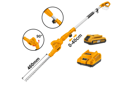 CORTASETOS INGCO CON PERTIGA + BATERÍA 2AH + CARGADOR NORMAL 20V 460MM