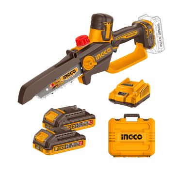 MOTOSIERRA INGCO MINI BL +2BATERÍAS 2AH Y CARGADOR INDUSTRIAL 20V 6