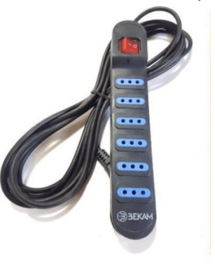 ALARGADOR BK 6 TOMAS C/INTERRUPTOR Y LUZ PILOTO LARGO 5 mts