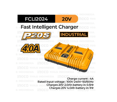 CARGADOR INGCO BATERIA RAPIDO DOBLE P20S 2HA-4AH-5AH 20V