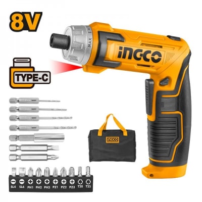 ATORNILLADOR INGCO INALAMBRICO 1/4+16 8V1