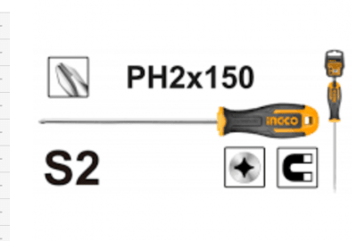 DESTORNILLADOR INGCO INDUSTRIAL P/CRUZ PH2X150MM