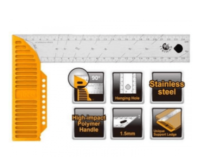 ESCUADRA INGCO ANGULO INDUSTRIAL 90 GRADOS 300MM 12in1