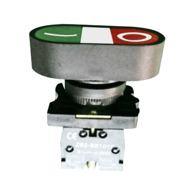 PULSADOR RASANTE DOBLE ROJO/VERDE 1NO-1NC C/LED 220V 22MM BK