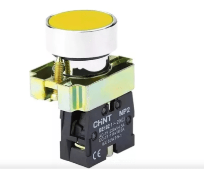 PULSADOR RASANTE AMARILLO 1NA 22MM PE1