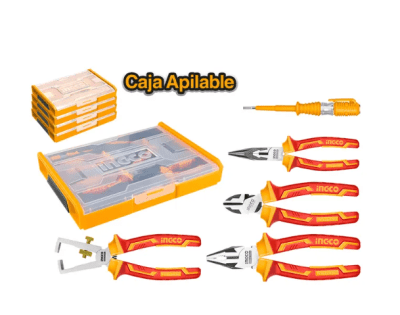 KIT HERRAMIENTAS INGCO VDE + CAJA ORGANIZADORA 5 PCS