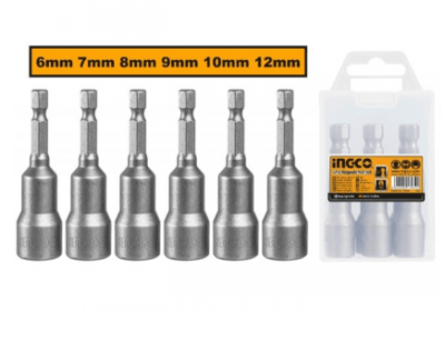 DADOS INGCO HEXAGONAL MAGNETICO INDUSTRIAL  6 PIEZAS 6-12MM-1/4in1
