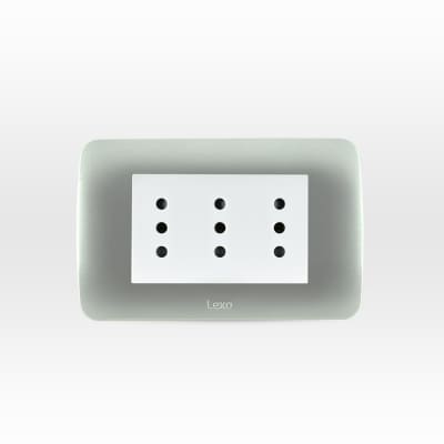ENCHUFE ARMADO LEXO  TRIPLEX 10A 250V PLATA-BLANCO1
